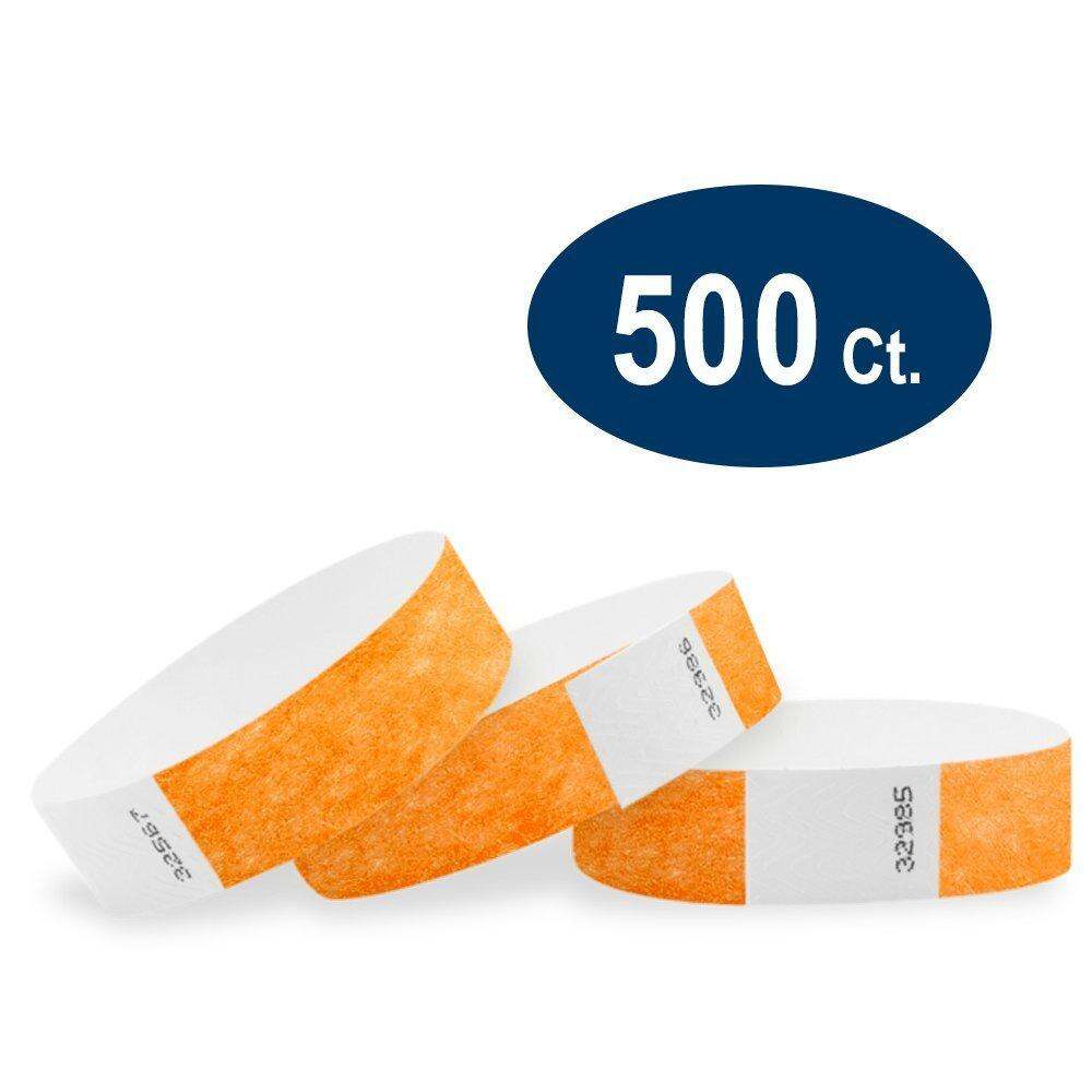 500 Pack Paper Wristbands For Events WristCo Neon Red 3/4 Tyvek Wristbands 