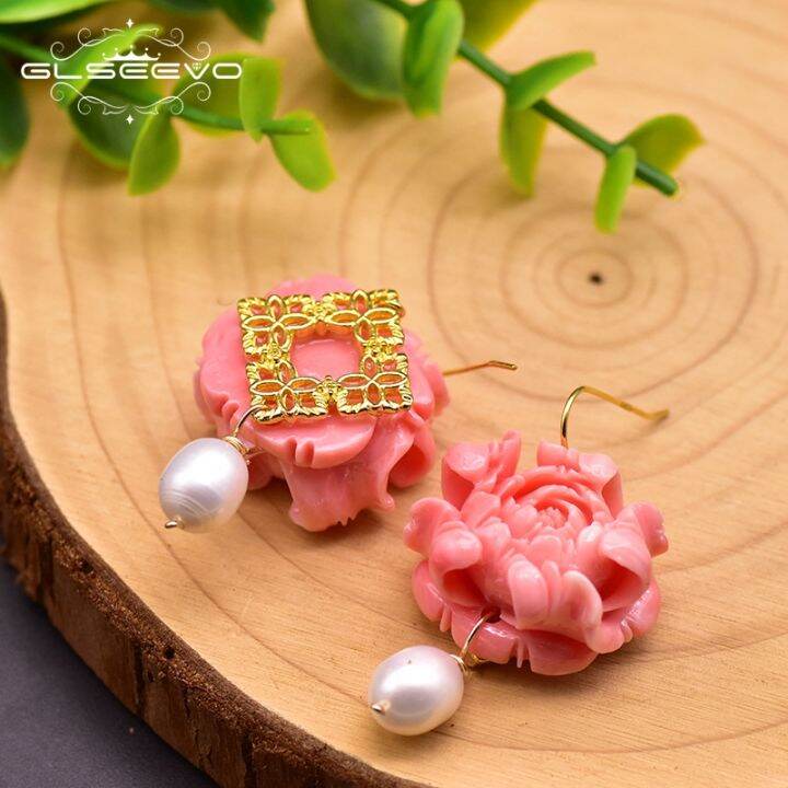 glseevo-handmade-pink-coral-flower-drop-ethnic-earrings-natural-fresh-water-pearl-jewelry-for-women-girls-party-plata-925-ge0927