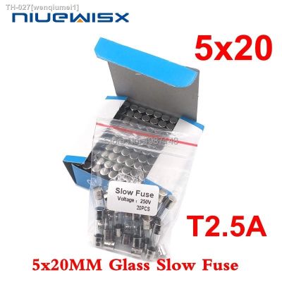 ☫ 20pcs/lot 5x20mm 2.5A 250V slow fuse 5x20 T2.5A 250V Glass Fuse 5mmx20mm New and original free shipping