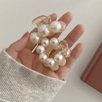 Korean Imitation pearls Hair Claws Clamp / Women Elegant Hair Clamps / Casual Spring Barrette Crab / Ponytail Hair Holder Hairgrip for Bath Shower Hair Accessories