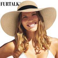 FURTALK หมวกชายหาดฤดูร้อนหมวกฟลอปปี้พับได้,หมวกฟางขนาดใหญ่ขอบใหญ่หมวกกันยูวีแสงแดด2020