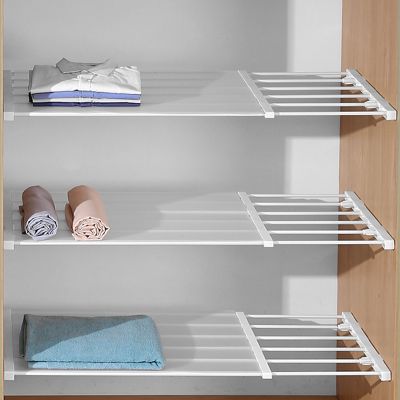 【CW】New Adjustable Wardrobe Closet Storage Partition Board Rack Layered Commodity Shelf Partition Retractable Wardrobe Storage Racks