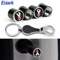 5Pcs/Set Car Wheels Tires Valves Carbon Fiber Pink Ribbon Style Emblem Dust Dustproof Auto Truck Bike ATV Rims Valve Covers New