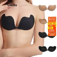 【Ready Stock】 ♝ C15 Lovito Casual Plain Push Up Breathable Mango Shape Self Adhesive Reusable Invisible Nipple Pad Bra for Woman L12055 (Black/Nude)