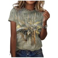 Summer And Autumn WomenS T-Shirt Trendy Fashion 3d Printed Floral Pattern Cool Short Sleeve Outdoor Casual Clothing Loose Overs