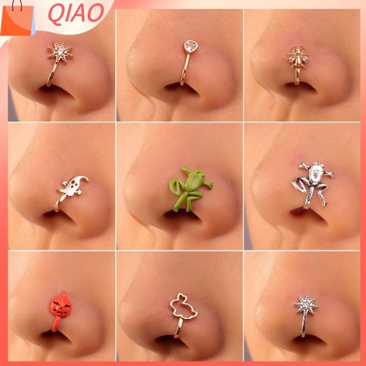 qiao-เครื่องประดับ-ไม่เจาะ-เพชร-มงกุฎดาวหัวใจ-ผ้าปิดจมูกปลอม-แหวนจมูกปลอม-คลิปหนีบจมูก-คลิปจมูก