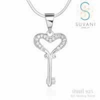 Suvani Jewelry - 925 สเตอร์ลิงซิลเวอร์ จี้กุญแจหัวใจ ประดับด้วยเพชรรัสเซีย จี้พร้อมสร้อยคอเงินแท้ เครื่องประดับแฟชั่น