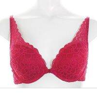 Annebra บราเสริมทรง ตะขอหน้า คอวี มีโครง เสริมฟองน้ำ Front Closer Push up Mold bra deep V Neck รุ่น AB1-537 สีชมพูเข้ม