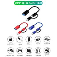 2 in 1 OTG Adapter Cable Nylon Braid USB 3.0 to Micro USB Type C Data Sync Adapter for Huawei for MacBook U Disk OTG Converter