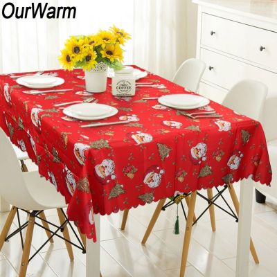 OurWarm Printing Red Table Cloth Christmas Plastic Tablecloths Christmas Items Table Runner Christmas Decorations for Home