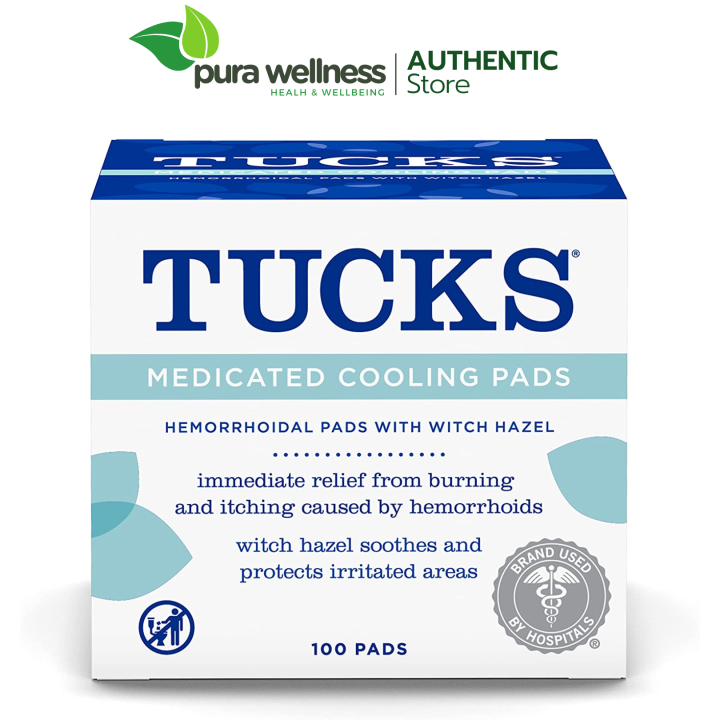 Tucks Cooling Pads, Medicated 100 miếng hemorrhoidal pads with witch hazel- Miếng lót giảm đau, ngứa, khó chịu ở trực tràng hoặc vùng - HIỆU QUẢ TỨC THÌ: Miếng lót TUCKS giúp giảm đau tức thì, ngứa và khó chịu do trĩ hoặc đối với phụ nữ sau sinhWITCH HAZEL: Làm dịu và bảo vệ các khu vực bị kích ứngVỆ SINH CÁ NHÂN: Các miếng đệm siêu mềm có thể được sử dụng để làm sạch các khu vực bên ngoài trực tràng và / hoặc vùng NÉN ĐỘ ẨM: Miếng đệm có thể được gấp lại và được sử dụng như một miếng gạc ẩm trên mô bị viêm