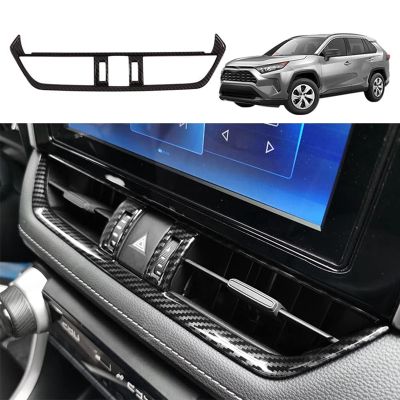 Front Center Air Condition Vent Outlet Frame Cover Trim for Toyota RAV4 2019-2022 Interior Accessories ABS Carbon Fiber