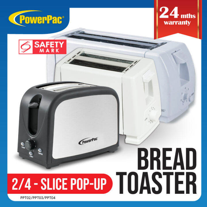 PowerPac Bread Toaster 2 & 4 slice PopUp (PPT02/PPT03/PPT04) Lazada