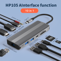 jianzhifen อะแดปเตอร์ USB ชนิด C เป็น Hdmi แบบพกพาใหม่10 In 1พอร์ตชนิด C อะแดปเตอร์4K 120Hz หน้าจอคู่8K DP พอร์ตจอแสดงผลแล็ปท็อปคอมพิวเตอร์