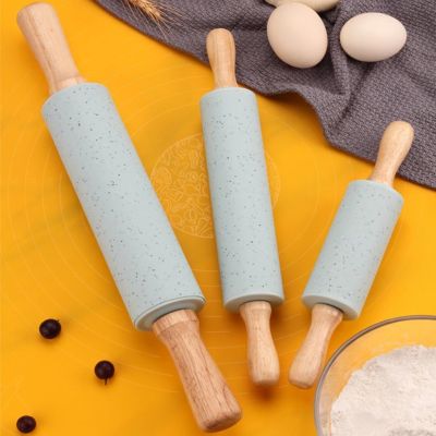Wood Silicone Rolling Pin Non-stick Eco-friendly Wooden Handle Rolling Pin Pastry Tools Kitchen Roller Rolling Pins Pastry