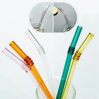 ☊✈ High Quality Reusable Clear Glass Straw Cocktail Milk Tea Crystal Bent Drinking Straws For Birthday Party Wedding Bar Gift