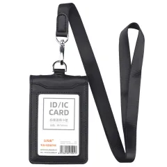 Luxury Leather ID Badge Holder Access Control Card Holders with Neck Lanyard  Formal Staff Office Worker Supplies Magnet Hasp ID Card Case