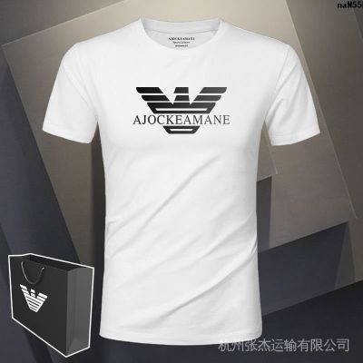 Mens White Trendy nd Short-Sleeved Shirts Zhuo Collar Body ̅ Van T-Shirt Cotton Armani