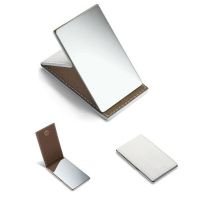 Shatterproof Stainless Steel Ultrathin Folding Travel Mirror Makeup Mirror with PU Leather Case Cover for Personal Use Mirrors