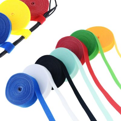 5M/Roll Wide 1CM DIY Plastic Nylon Cable Ties Manager Winder Cable Clip Ties Back To Back Wire/Desktop Management Adhesives Tape