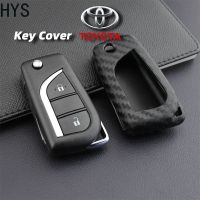 HYS TOYOTA YARIS Fortuner Vios Keyless เลียนแบบคาร์บอนไฟเบอร์ Matte Silica Gel รถ Key Case Cover Remote Key ผู้ถือพวงกุญแจ Toyota Hilux Innova Fortuner Harrier Camry Vellfire