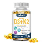 Vitamin D3 5000IU + K2Viên nang phức hợp 100mcg Hỗ trợ sức khỏe tim