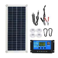 10W 30W 100W Solar Panel Kit Complete 12V 10-100A Controller Solar Cells For Car Yacht RV Boat Moblie Phone Battery Charger Wires Leads Adapters