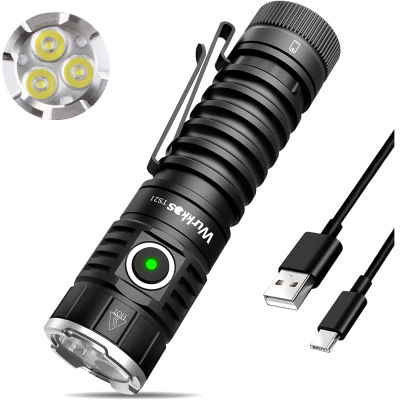 Wurkkos TS21 Rechargeable Flashlight 3500LM EDC Torch with 3*ST20 Emitter Anduril UI Magnet Tail Stainless Steel Bezel View