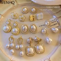 【YF】 Vintage Gold Color Pearl Clip on Earrings Geometric Water Drop Non Pierced Fashion Comfortable Cuff Ear