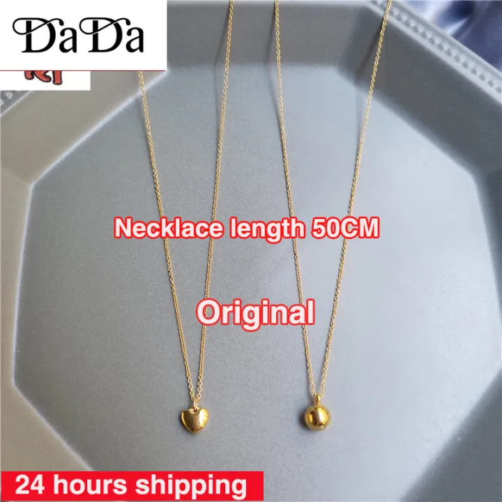 Gold Chain 916k Gold Necklace From Women Love Gold Bead Necklace Women S Short Niche Design Sweater Chain Colorful Gold Pendant Cold Wind Clavicle Chain Lazada Singapore