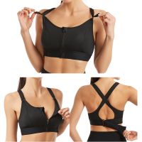 Women Sports Bras Tights Crop Top Yoga Vest Front Zipper Plus Size Adjustable Strap Shockproof Gym Fitness Athletic BrassiereTH