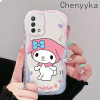 เคส Chenyyka สำหรับ OPPO A74 4G A95 4G F19S F19 Reno 6 Lite เคสการ์ตูนน่ารักเมโลดี้เนื้อครีมขอบมีเคสโทรศัพท์โปร่งใสในสต็อกเหมาะสำหรับเด็กชายและเด็กหญิงเคสกันกระแทกซิลิโคนอ่อนชัดเจน