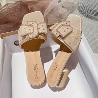 Thick with cool slippers female summer fashionable lady flat out diamond shoes outside drag the new 2022 a word