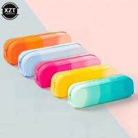 【CC】◑  Soft Silicone Gradient Color Large Storage for School Organizer Supplies