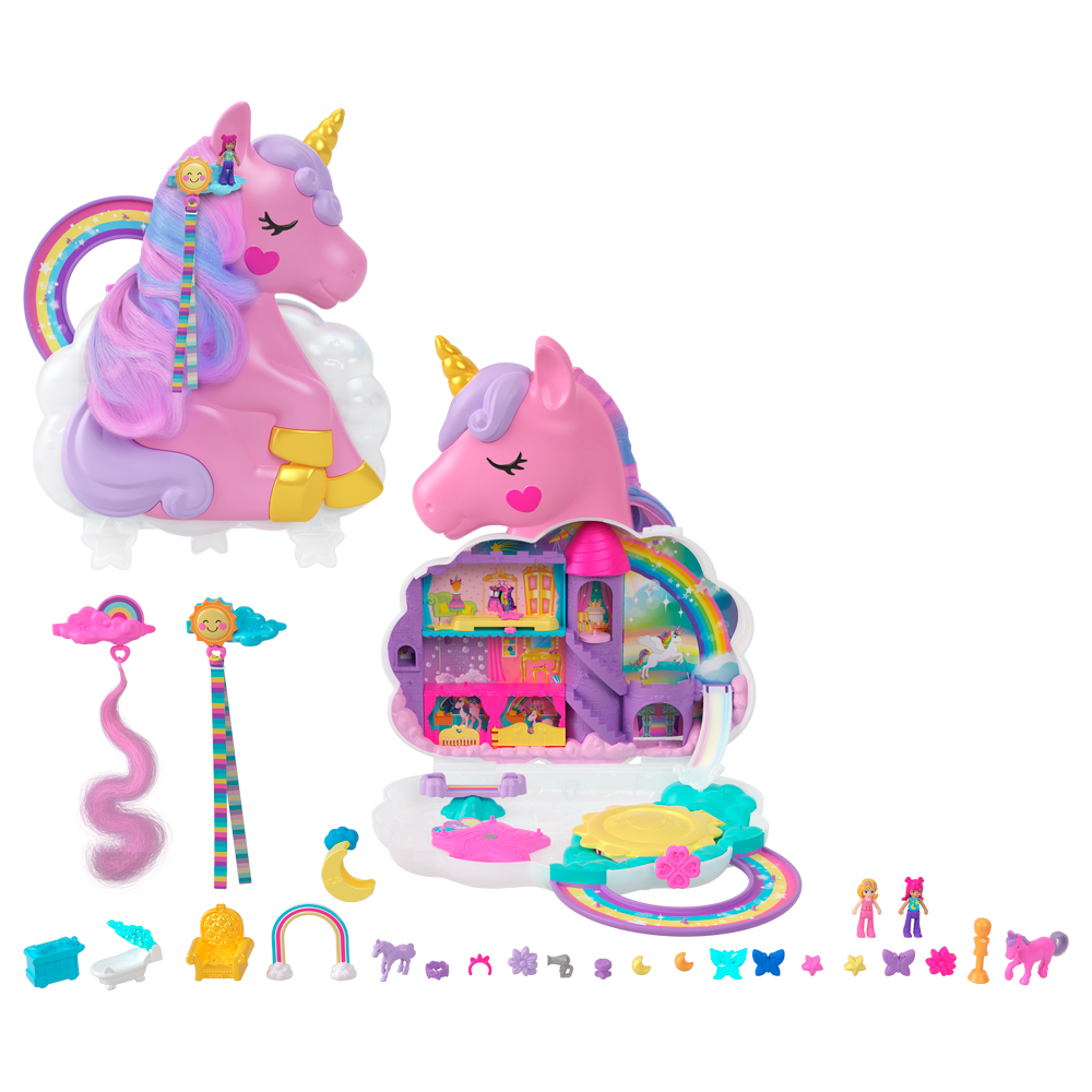 Polly Pocket Rainbow Unicorn Salon พอลลี่พ็อกเก็ต ซาลอนยูนิคอร์นสายรุ้ง HKV51 CH