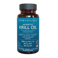 Viva Naturals Krill Oil  1250mg EPA DHA Astaxanthin 60 Caps