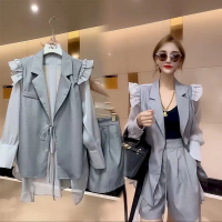 Insozkdg Blazer ชุดผู้หญิง2023ฤดูร้อนใหม่บางแขนยาว Lace Up Slim Coat กางเกงขาสั้น2ชิ้นชุดผู้หญิงสวมใส่ผู้หญิง...