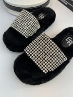 Large foreign trade factory tail goods [air-conditioning slippers] comfortable summer furry slippers white black thick-soled sandals and slippers 【QYUE】