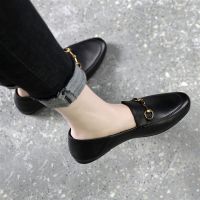 ☌ Flat loafers for women 2021 new spring slip-on shoes spring and autumn British style small leather shoes horsebit single shoes