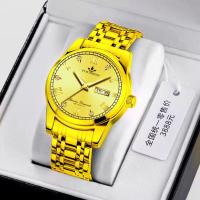 Swiss non-automatic mens movement watch luminous waterproof steel band non-fading watch mens calendar fashion