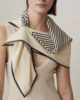 Fast Shipping New Exit Original Single Toteme Real Silk Large Scarf 100%Mulberry Striped Stripe Ins Sunscreen