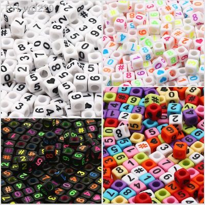 6mm 100pcs/lot Mixed Digital Acrylic Beads Loose Square Number Beads Charm For Making Jewelry Diy Necklace Bracelets Accessories