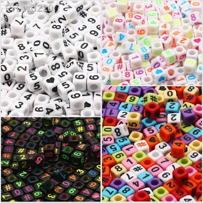 6mm 100pcs/lot Mixed Digital Acrylic Beads Loose Square Number Beads Charm For Making Jewelry Diy Necklace Bracelets Accessories
