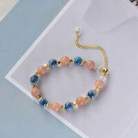 สร้อยข้อมือ Sunstone Blue Heart Agate ธรรมชาติออกแบบมืออย่างรวดเร็ว 5AAC