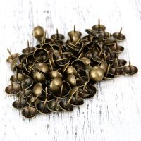 100Pcs 9x9mm Antique Brass Upholstery Nail Doornail Hardware Jewelry Gift Wine Case Box Sofa Decorative Tack Stud Pushpin