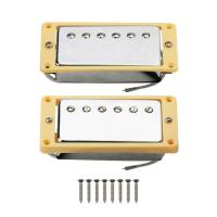 ชุดขนแกะคอ &amp; สะพาน Alnico 5 Humbucker กีต้าร์ LP ปิ๊กอัพพร้อมกรอบโค้งสำหรับกีต้าร์ LP โครเมี่ยม/ตัวเลือก