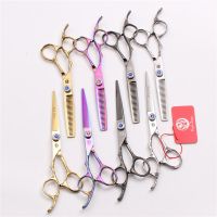 2Pcs 6 17.5cm Japan Purple Dragon Barber Scissor Cutting Shears Thinning Scissors Style Tool Left-Hand Human Hair Shears Z8002