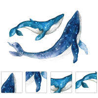 Zecetim สติกเกอร์ติดผนังกาว 1 ชุดการ์ตูน WHALE สติ๊กเกอร์เนอสเซอรี่ Ocean Wall Wall Decals