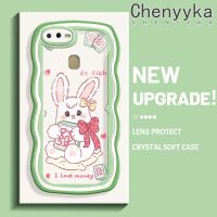 Chenyyka สำหรับ OPPO A12 A12s A5s A7 A11K การ์ตูนกระต่ายสีชมพูน่ารักสีสันน่ารักครีม Wave ขอบนุ่มกันกระแทกแบบใสเคสมือถือ Creative โปร่งใสลายกล้องถ่ายรูปปลอกง่ายป้องกันซิลิโคนฝาครอบ