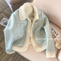 ร้อน, ร้อน★HUACHACHA Blue Long Sleeve Polo Shirt Short Pearl Button Jacket